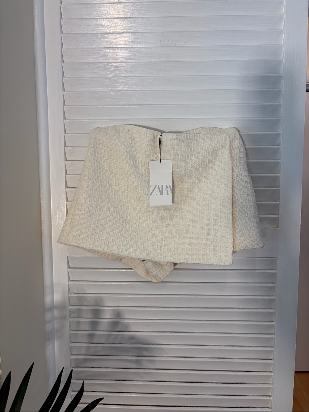 ZARA Cream Textured Mini Skort with Wrap Panel